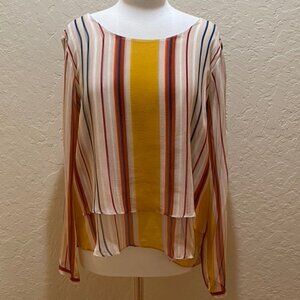NWOT Anthropologie sheer layered stripe blouse XL